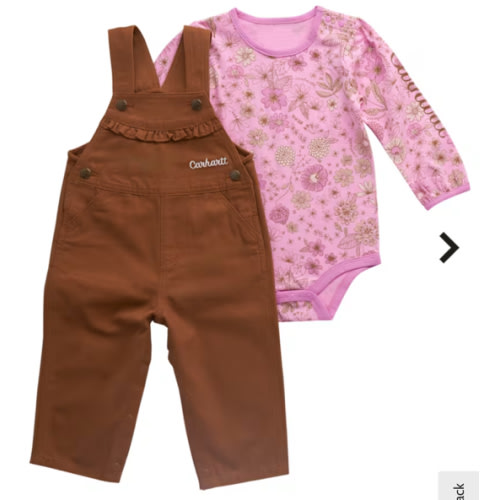 Carhartt Floral Long-Sleeve Bodysuit and Canvas Overalls 2-Piece Set for Baby Girls | Bass Pro Shops