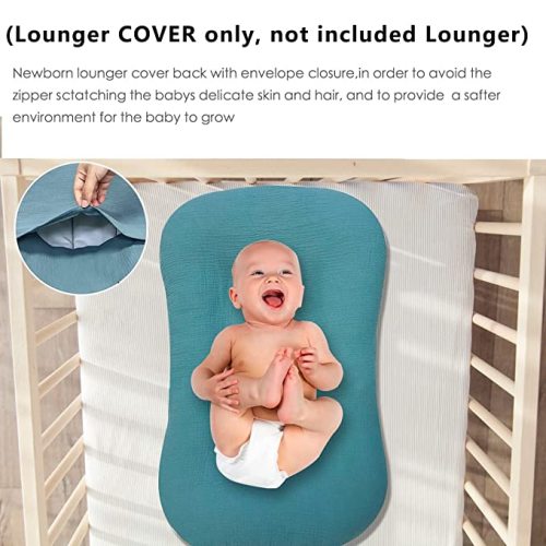 YCHWFF Muslin Baby Lounger Cover 2 Pack, Organic Cotton Removable Slipcover for Newborn,Baby Padded Lounger Infant Floor Seat Cover for Boys Girls - Gray/White