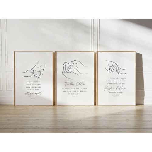Set of 3 Nursery Bible Verse Wall Art, Nursery Scripture, Christian Nursery Wall Art, Christian Nursery Decor, Baby Room Decor, Nursery Art