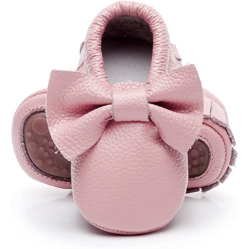 Leather Baby Moccasins Hard Soled Tassel Crib Toddler Shoes for Boys and Girls