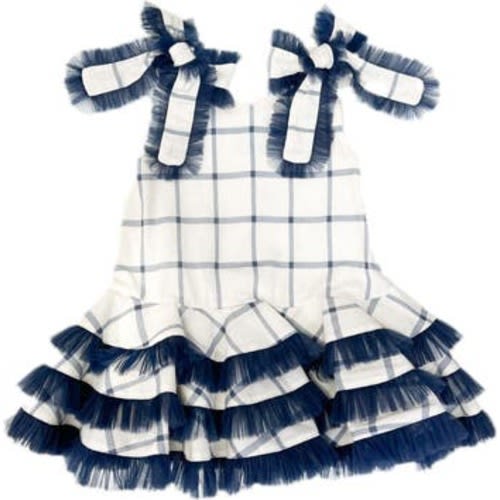 Checkered Linen Tulle Dress