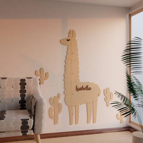 Llama Kids Growth Chart, Wooden Height Chart, Llama Nursery Wall Decor, Baby Shower Gifts For Kids