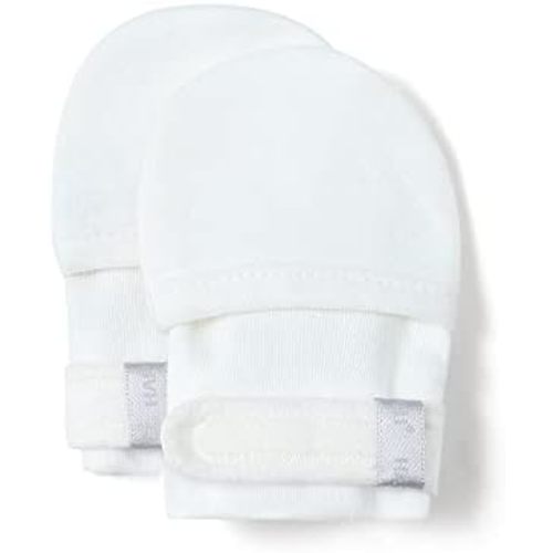 HAPIU Baby No Scratch Mittens Stay On, 100% Cotton Breathable, Adjustable Infant Gloves for Boys Girls, Newborn - 12 M