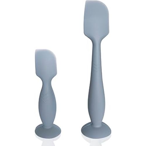 Diaper Cream Spatula, 2 Pack Butt Spatula Baby, Full-Size + Mini Silicone Diaper Cream Applicator for Babies, Newborn Baby Necessities (Blue)
