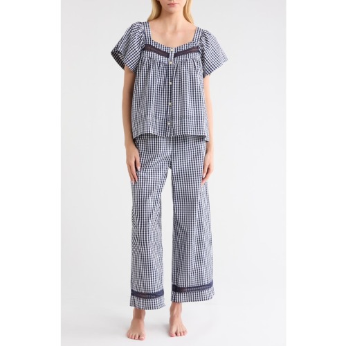 Lace Trim Cotton Poplin Pajamas