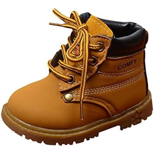 Happy Cherry Baby Autumn Boots Fashion Suede Leather Lace-Up Boots Soft Flat Ankle Boots