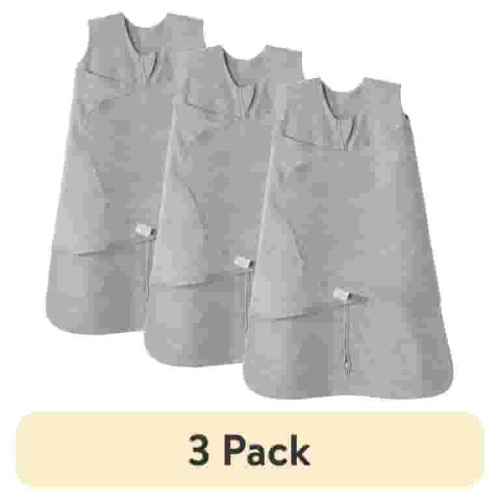 (3 pack) HALO® 100% Cotton SleepSack® Swaddle, Heather Gray, Unisex, Newborn, 0-3 Months