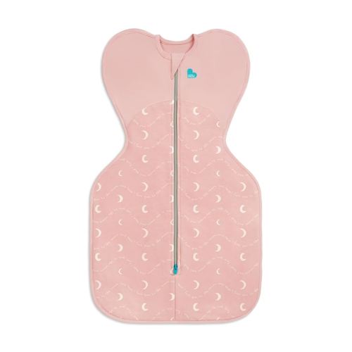 Love to Dream Swaddle Up 1.5T Stretch Cotton Fleece NB (2.2-3.8kg) Stage 1, Reduces Startle Reflex, Ideal for Newborns, Comfortable Sleep, Moon & Back, Dusty Pink