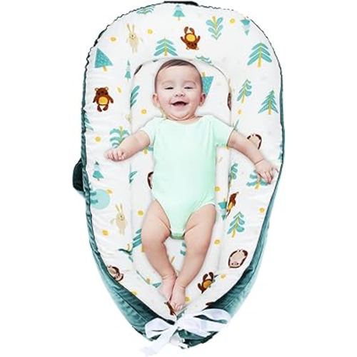 Baby Lounger for Newborn - Baby Nest Lounger for Co-Sleeping - with Breathable Cover - Baby Boppy Pillow for Safe Sleeping - Baby Pillow for Newborn - Baby Gifts for 0-12 Months