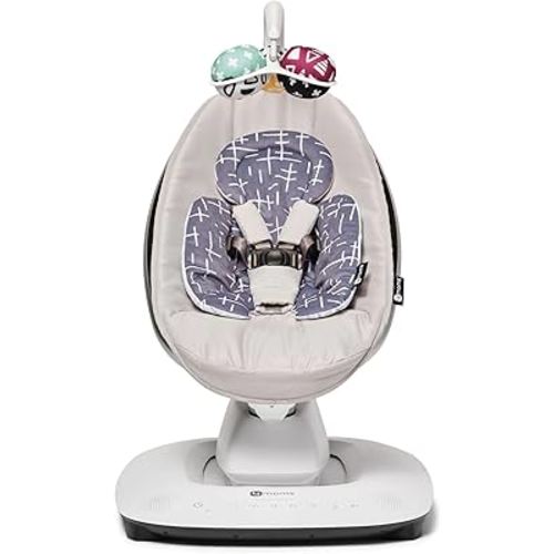 4moms MamaRoo Multi-Motion Baby Swing in Classic Grey with Plush Infant Insert, Dark Grey