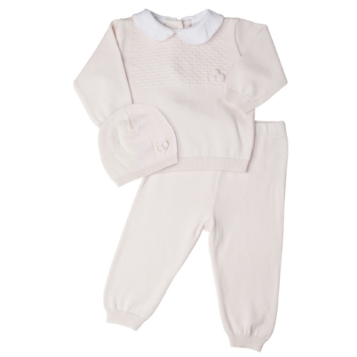 Girls Pique Collar Diamond Knit 2-Piece with Hat I Feltman Brothers