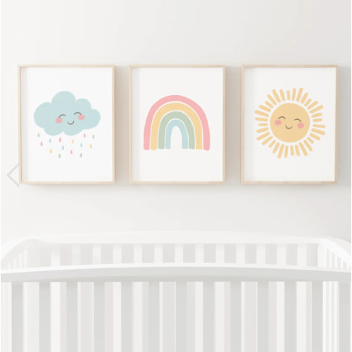 Happy Rainbow, Cloud, and Sun Set of 3 Prints - PACP - Little Folk Printables