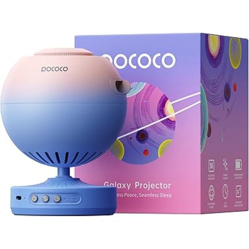 POCOCO Galaxy Star Projector for Bedroom with Replaceable Optical Film Discs, Home Planetarium Night Light Projector with High-Definition Soft Light for Relax, Study, and Meditate, Stress Relief Gifts