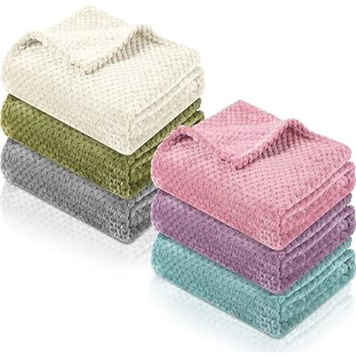 6 Pcs Baby Blanket Flannel Fuzzy Cozy Throw Blankets Soft Warm Fleece Sherpa Blanket for Newborn Infant and Toddler, Nursery Swaddling Blankets for Baby Kids,6 Colors (30 x 40 Inch)