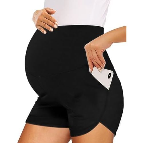 Peauty Maternity Shorts Over The Belly with Pockets, Pregnancy Lounge Shorts, Before, During After Pregnancy