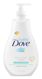 Baby Dove Sensitive Skin Care Baby Wash Fragrance Free Moisture For Baby Bath Time Fragrance Free and Hypoallergenic, Washes Away Bacteria 20 oz