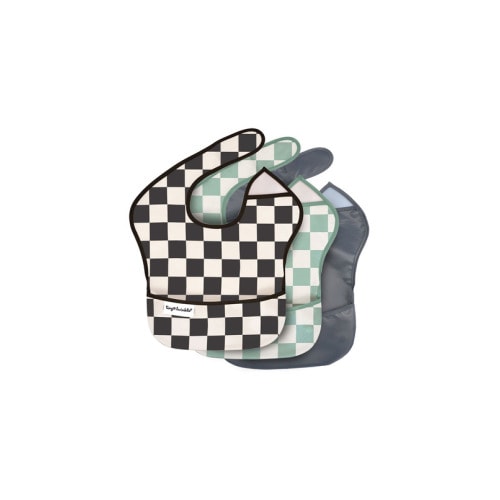 Tiny Twinkle Easy Bibs Checkers Black, Sage and Charcoal