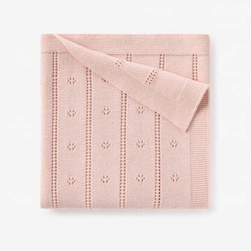 Pale Pink Pointelle Knit Baby Blanket PINK / 30X40