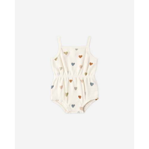 Waffle Cinch Romper Confetti Hearts – Quincy Mae