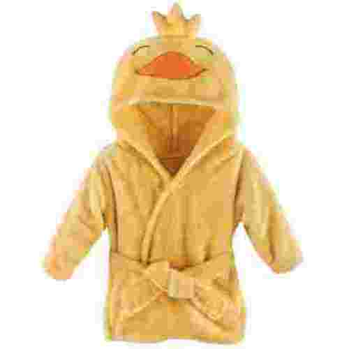 Hudson Baby Infant Plush Animal Face Bathrobe, Yellow Duck, 0-9 Months