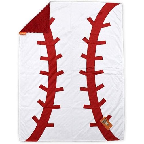 Dear Baby Gear - Reversible Baby Blankets - Soft Nursery Blanket for Newborn - Toddler Blankey - Throw Blanket for Boys & Girls - Infant Blankets - 40x30 (Baseball Print - Red Dot)