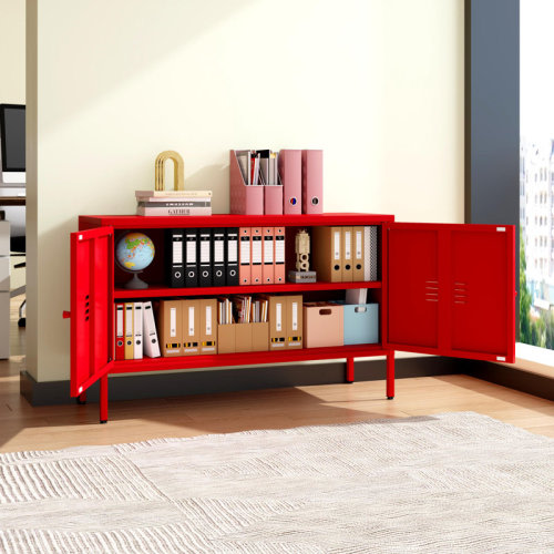 George Oliver Metal Storage Cabinet,2 Door Accent Cabinet,tv Stand With Doors And Adjustable Shelf,metal Locker Nightstand&sideboard Buffet Cabinet&bookshelf&cupboard For Home,office,living Room | Wayfair