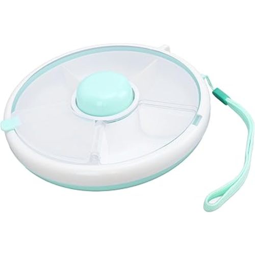 Kids Spinner Snack Container Bundle with Hand Strap, 5 Compartment Dispenser and Lid, 360° Reusable Snack Container Snack Box for Home, Travel, Dishwasher Safe,