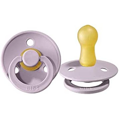 BIBS Pacifiers | Natural Rubber Baby Pacifier | Set of 2 BPA-Free Soothers | Made in Denmark | Dusky Lilac | Size 6-18 Months