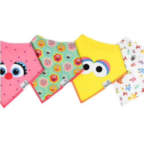 Copper Pearl Sesame Street Abby and Pals Bandana Bib Set