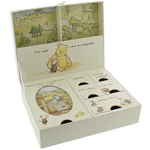 Happy Homewares Disney Winnie The Pooh Keepsake Box with Drawers and Map of Hundred Acre Wood - Officially Licensed