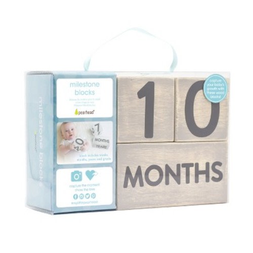 Pearhead Baby Milestone Age Blocks - Gray
