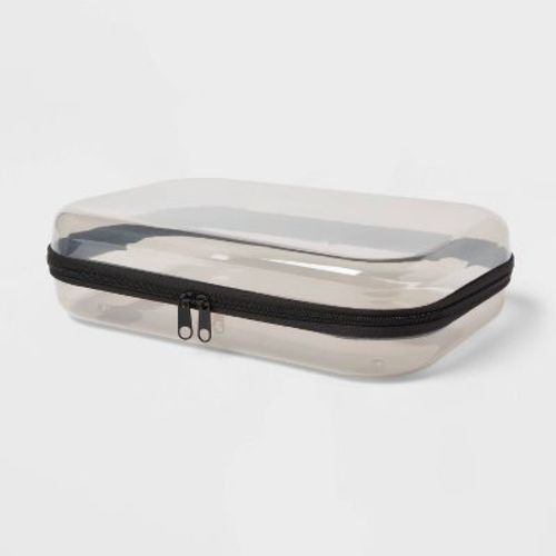 Large Hard Sided Zipper Pencil Case Gray - up&up™