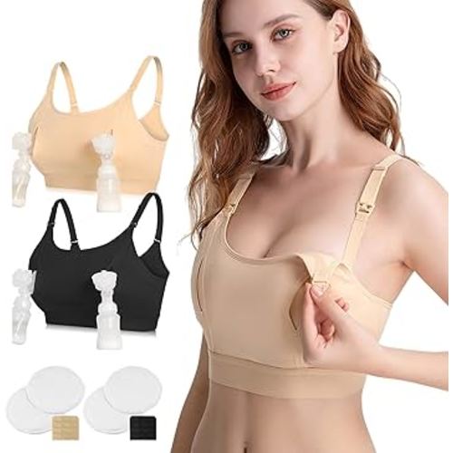 4HOW Pumping Bra Hands-Free,Nursing-Bras for Breastfeeding,Adjustable Breast-Pumps-Holding and Nursing Bra,Plus-Size
