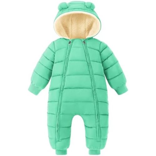 XMWEALTHY Baby Snowsuit Toddler Girl Clothes Cute Hooded Double Zipper Boys Winter Coat Unisex Romper for Infant