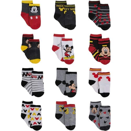 Disney Baby Boys Socks - 12 Pack Soft Newborn Baby Socks Character Prints - Cute Newborn and Infant Socks (0-24M)