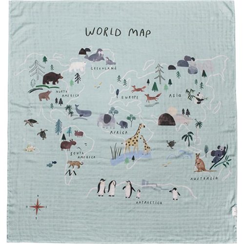 Loulou Lollipop Soft Baby Swaddle Blanket Muslin Wrap Receiving Blanket for Newborn to Toddler Girl and Boy, Large 47” by 47” - World Map