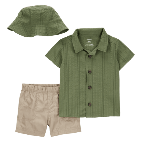 Olive/Khaki Baby 3-Piece Short & Hat Set - Olive/Khaki | Carter’s Oshkosh Canada