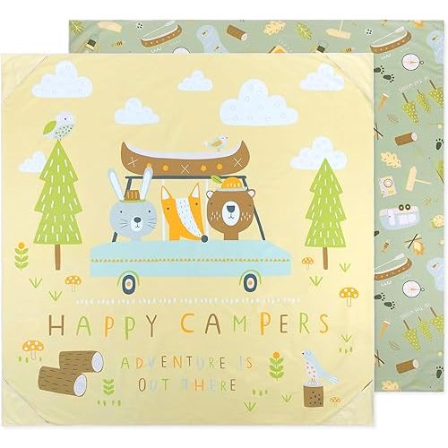 Bumkins Throw Blanket Towel, Toddler, Kids and Baby, Travel, Beach, Picnic, Outdoor Indoor Play, Soft, Lightweight, Microfiber Resists Sand and Debris, Reversible, 58in x 58in – Happy Campers
