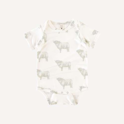 short sleeve lap neck bodysuit | jadeite highland cow | bamboo