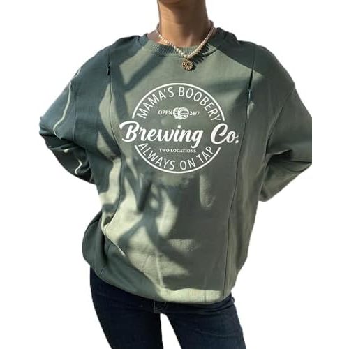 AEARGIV Women Causal Maternity Nursing Sweatshirt Comfort Friendly Zip Breastfeeding Pullover Tops Mama's Boobery Sweater