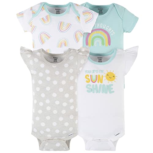 Gerber baby-girls 4-pack Short Sleeve Onesies Bodysuits