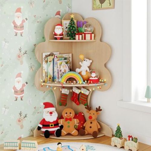Arceso 3-Tier Corner Kids Bookshelf and Toy Storage Organizer for Kids Room