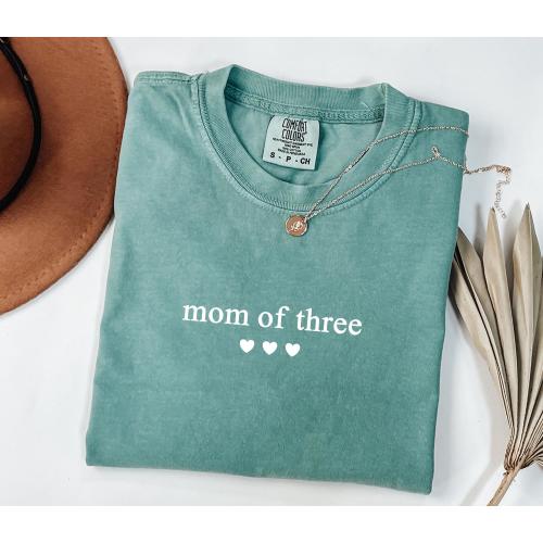 Comfort Colors® Custom Mom Shirt, Mom Of Three 3, Personalized Mothers Day Shirt, New Mom, Pregnancy Birth Shirt, Garment-Dyed Unisex Shirt
