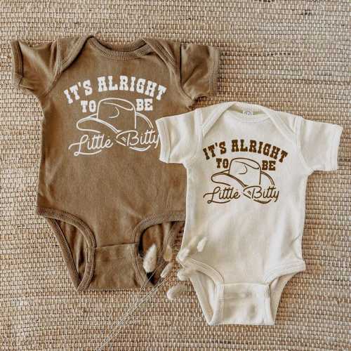 It's alright to be little bitty, western baby clothes, boho country one-piece, southern baby, country style baby, baby shower, cowboy hat