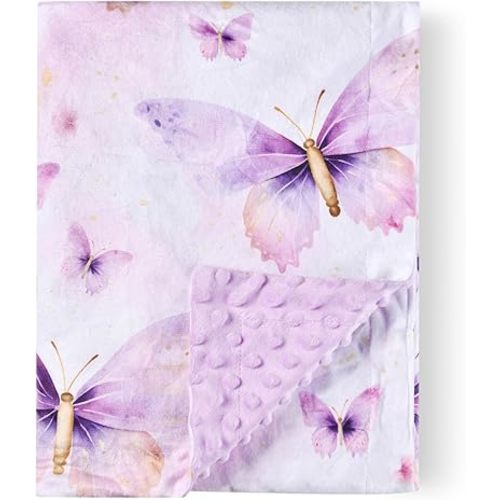 Boyoung Baby Blanket, Soft Minky Warm Blanket for Boy or Girl, Receiving with Double Layer Dotted Backing Newborns Nursery Stroller Toddlers Crib Bedding (30 x 40 Inch)