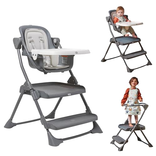 The First Years 2-for-1 Baby High Chair and Toddler Tower - Convertible Baby Chair to Toddler Step Stool - High Chairs for Babies and Toddlers - Toddler Kitchen Step Stools - For Mealtime and Playtime