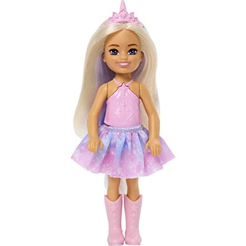 Barbie Dreamtopia Chelsea Unicorn Small Doll with Detachable Tail, Horn Headband Accessory & Lavender Hair, Bends at Waist