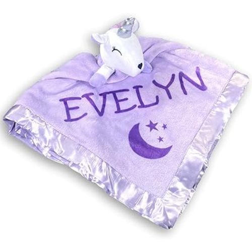 Custom Catch New Baby Gift for Girl - Personalized Blanket with Name - Newborn or Infant, Purple