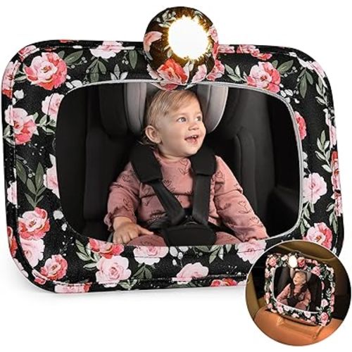MHJY Baby Car Mirror With Light Shatterproof Car Mirror for Baby Adjustable Shake Proof Car Seat Mirror for Baby Rear Facing With Clear Wide View
