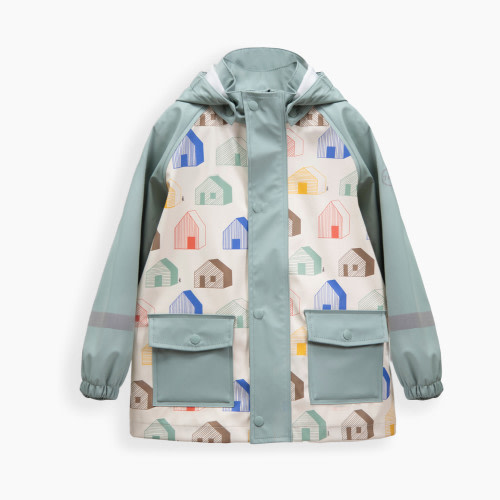 7AM Enfant Rain Jacket - Print House Teal, 18-24 M